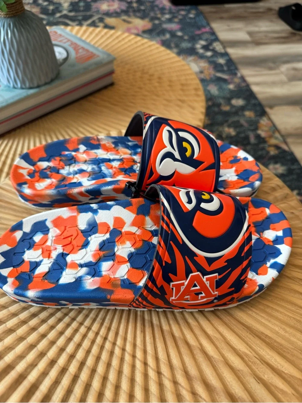 Hype Unisex Auburn University Collegiate Slydr Slide Sandal Shoe Beach Shower